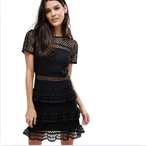 Aqua Lace Dot Tiered Statement Dress Small